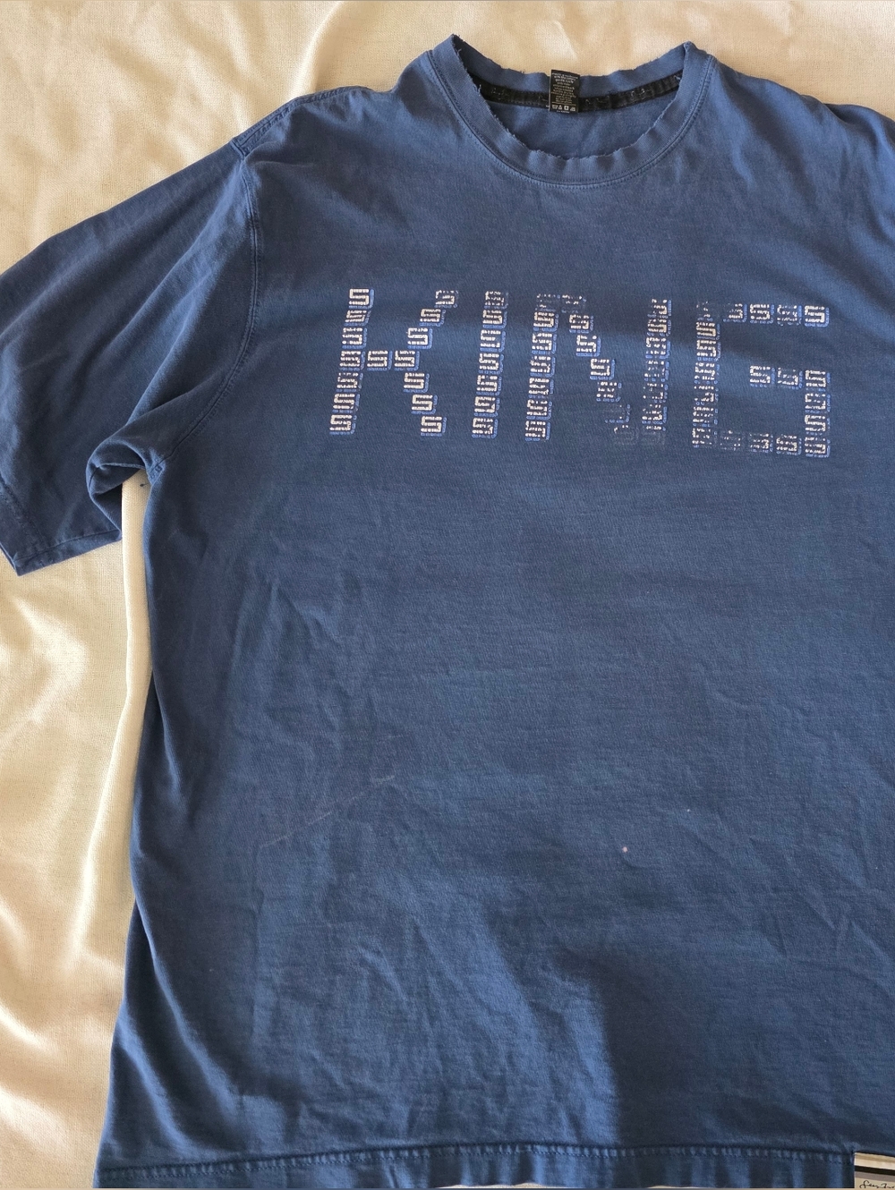 Sean John Vintage Navy Crewneck T-Shirt with Side Tag "KING" Graphic Street SzXL